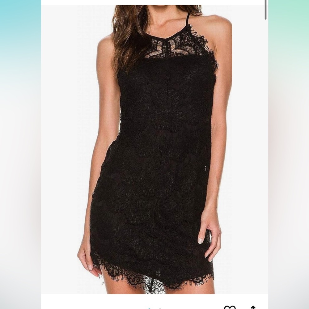 Free people she’s got it sleeveless lace slip mini bodycon dress Black size XS